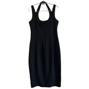 Vintage 90s Halter Top Mini Dress Short Cocktail Black Large by Mystic